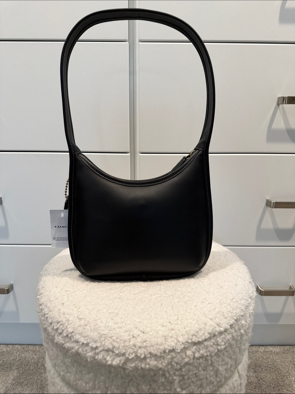 Coach Black Leather Shoulder Bag - Smooth Minimalist Hobo